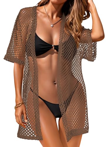 Womens Summer Cardigan Short Sleeve Crochet Casual Tops Kimono Op...