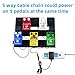 Pigtone Guitar Pedal Power Supply Adapter 9V DC 1A Tip Negative 5 Way Daisy Chain Cables for Guitar Effect Pedal