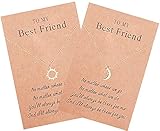 Best Friend Necklace for 2, Sun and Moon Matching Friendship Necklace Jewelry Gifts for BFF Sisters Girls (Gold)