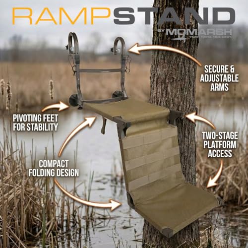 Image of Momarsh Ramp Stand | Foldable Dog Ladder Platform for Waterfowl Hunting Training | Adjustable Pet Trainer Stand | Duck Retriever Instruction Blind | Portable Dura-Mesh Timber or Boat System