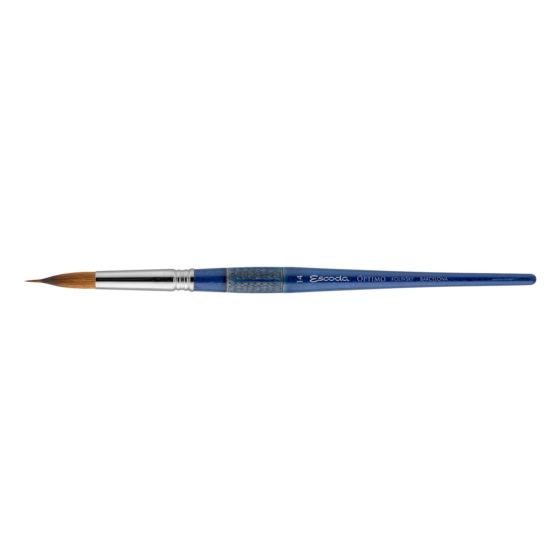 Escoda Optimo Series 1310 Artist Watercolor & Acrylic Short Handle Paint Brush, Pure Kolinsky, Liner, Size 14