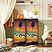 VETEB Dresser for Bedroom California Sunset Palm Tree Rows Santa Barbara US Photo Small Tall Clothes Dresser for Closet Organizers with 4 Chest of Drawers Fabric Storage Bins Dressers