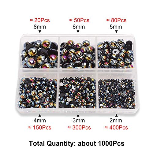 12 Raster-Box Gold/Silber Perlen halbrunde flache Rückseite Perlen für Nagelkunst DIY Zubehör Nagelschmuck Charms - weiß… – Bild 8