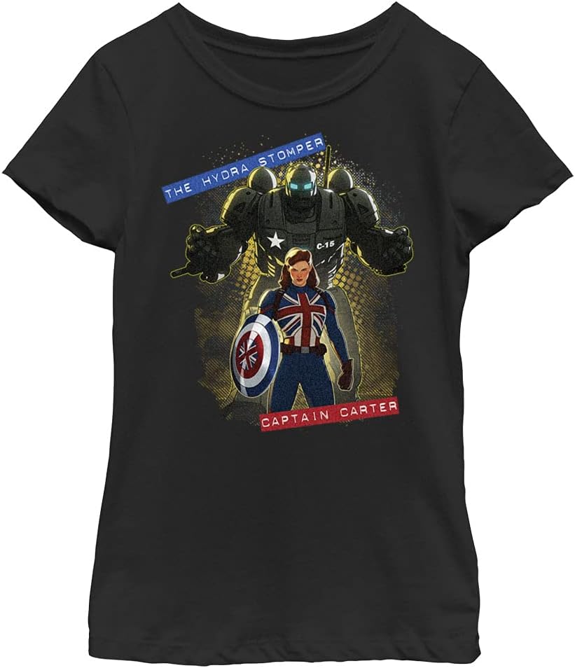 MarvelHy dra Stomper Girl's Solid Crew Tee, Black, Large