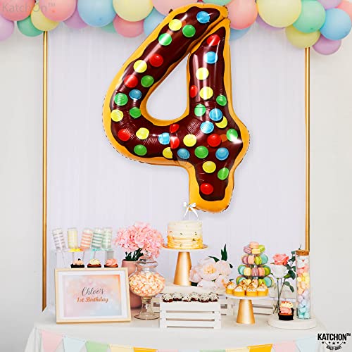 Image of KatchOn Number 4 Balloon 40 Inch, 4 Birthday Decorations | Donut, 4 Balloon Number for 4th Anniversary Decorations, Donut Birthday Party Decoration