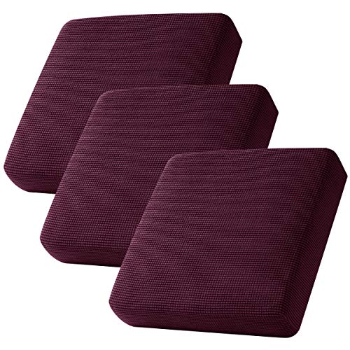 Image of CHUN YI 3PC Stretch Couch Cushion Covers, Sofa Seat Slipcovers Suitable for Armchair Loveseat Sofa with Spandex Jacquard Fabric(3pc,Dark Magenta)