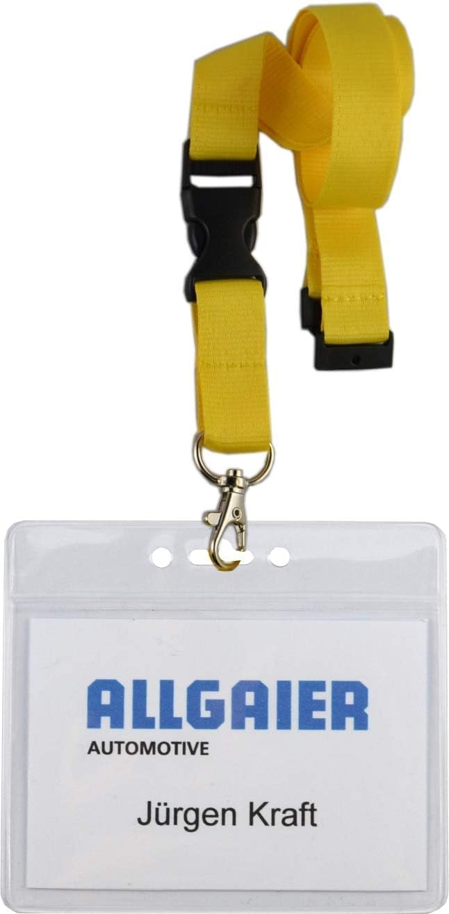 Schmalz® Cordón para el cuello, funda para tarjetas de identificación con cinta, transparente, PVC, soporte para tarjetas de identificación, correa para el cuello, para empresas, exposiciones, ferias