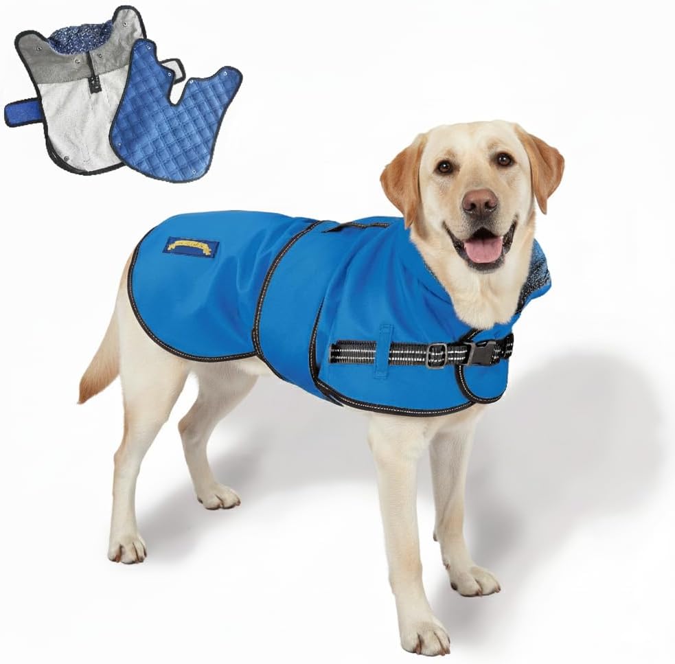 TAIL BLAZERS™ All Seasons Quality Waterproof Dog Coat with Harness hole. Detachable Quilted Liner, Adjustable, Reflective Dog Raincoat. 2-in-1 dog Jacket + dog coats waterproof. (XXXL)