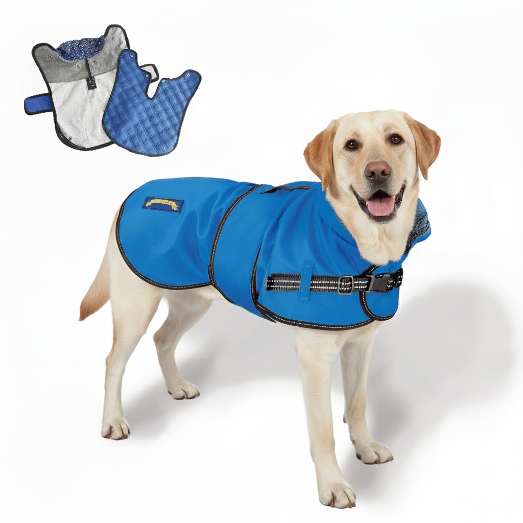 TAIL BLAZERS™ All Seasons Quality Waterproof Dog Coat with Harness Hole. Detachable Quilted Liner, Adjustable