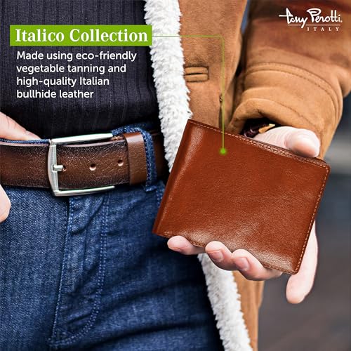 Tony Perotti Men's Italian Leather Slim Bifold Wallet With ID Window Holder, Card Holders, Cash & Receipt Pockets4