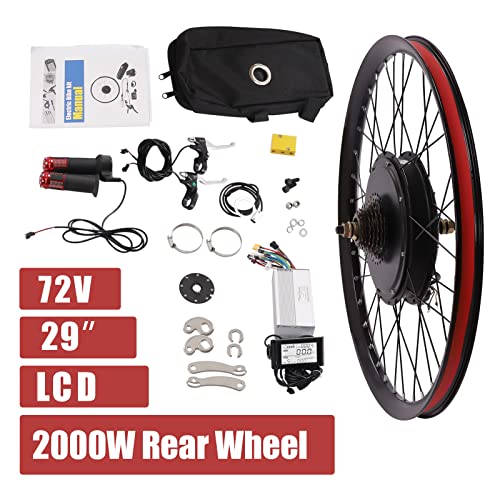 Yiyibyus Ebike Conversion Kit, 72V 2000W 29 Inch Rear Wheel Electric Bicycle Motor Conversion Kit With Lcd Display Powerful Controller Bike Conversion Kit Fits 29-Inch Bikes 560Rpm 60N.m #TOP1