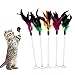 MAIYU Cat Teaser Wand (5 Pack), Metal Wire Spring Cat Toy with Feather and Bell Sucker Cat Teaser Rod Interactive Cat Tease Toys
