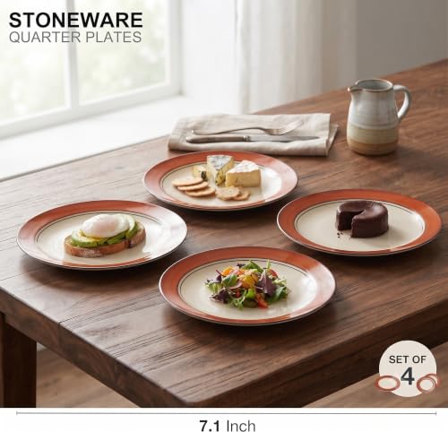 Image of Freakway Brown and White Ceramic Stoneware Plates Set of 4 Pieces
