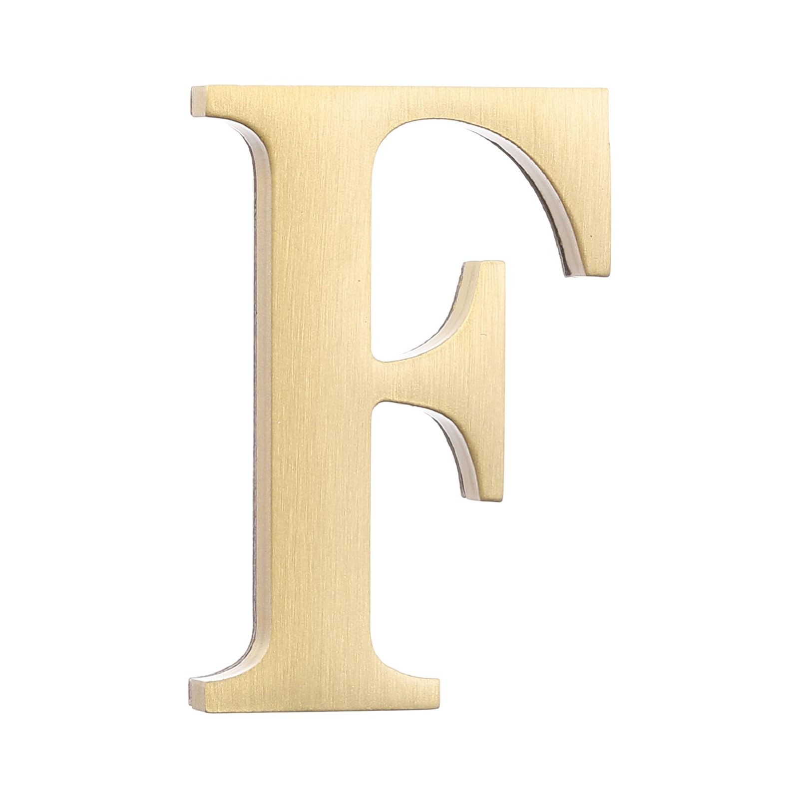 sourcing map 1.8 Inch House Letter, Brass Self-adhesive Mailbox Door Plaque, Brushed Finish Outdoor Address Sign for Office Hotel Apartments, Garden (Letter F, Gold Tone) โ image 1