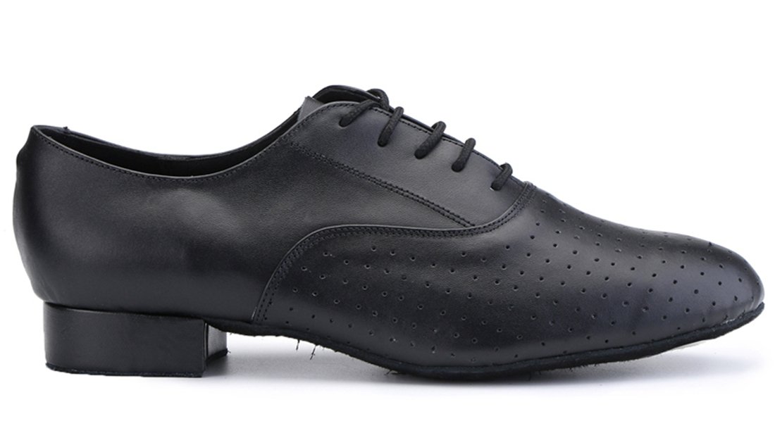TDA Men's A4001 Classic Lace-up Black Leather Tango Ballroom Salsa Latin Dance Wedding Shoes 8.5 M US