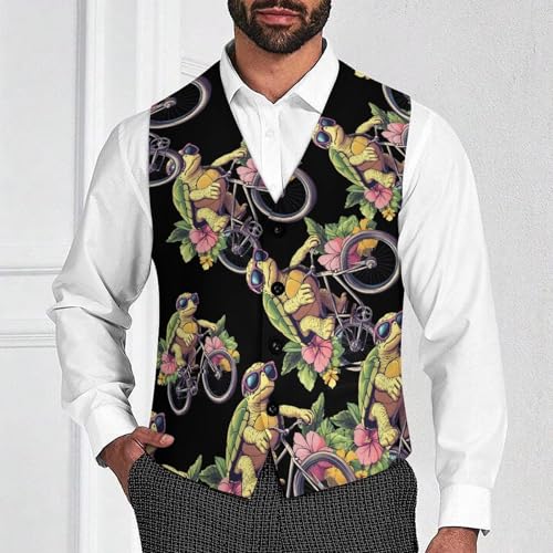 Sea Turtle Riding-bicyclees Men's Suit Vests Business Formal Dress Vest V-Neck Waistcoat for Wedding Casual2