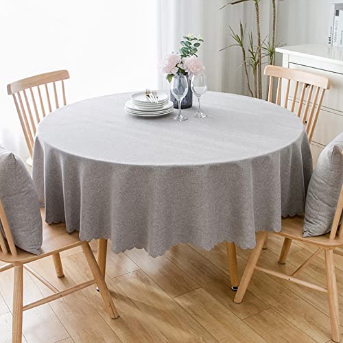 Image of Jeloris Round Waterproof Tablecloth Spill-Proof and Stain Resistant Table Cloth Wrinkle Free Washable Decorative Fabric Table Cover for Kitchen, Dining, Parties, Buffet, Wedding(48 inch, Light Grey)