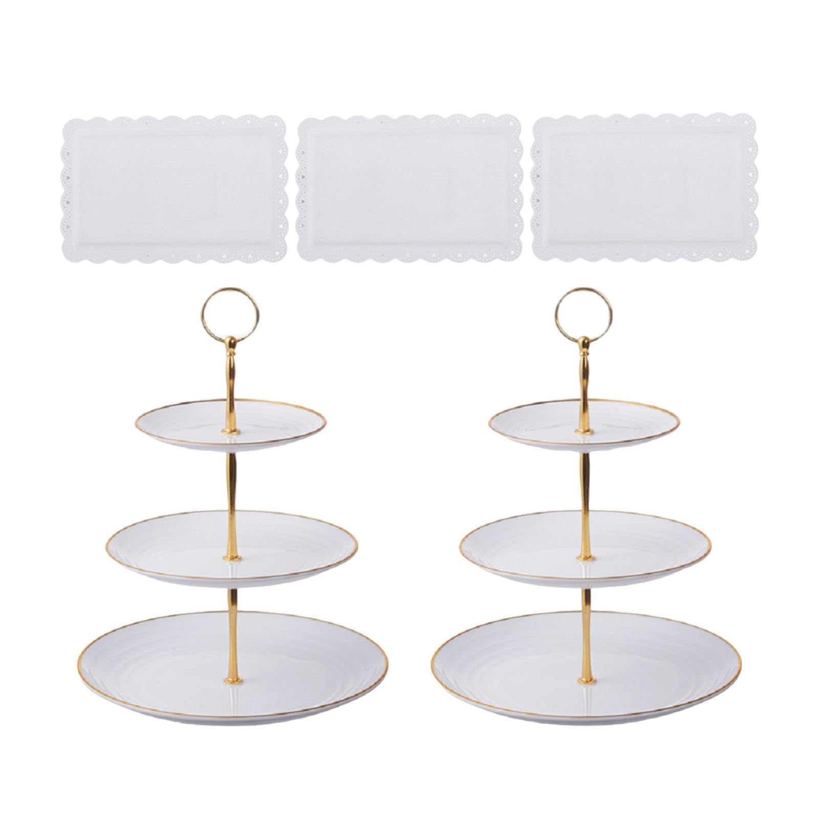 MagiDeal 2 Soportes para Cupcakes 3 Niveles, Soportes Servicio escalonados con 3 bandejas Blancas, Mesa Decorativos, estantes exhibición para, Style a