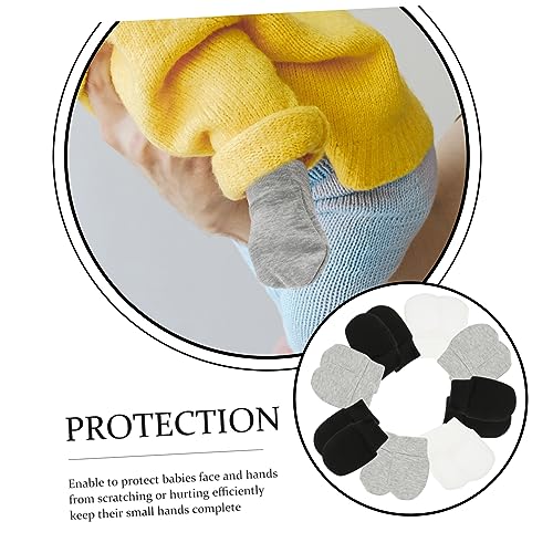9pairs Anti-scratch Cotton Mittens Comfortable No Scratch Hand Protectors for Newborns Soft Boy Girl Gloves White Black Gray Keeping Safe4