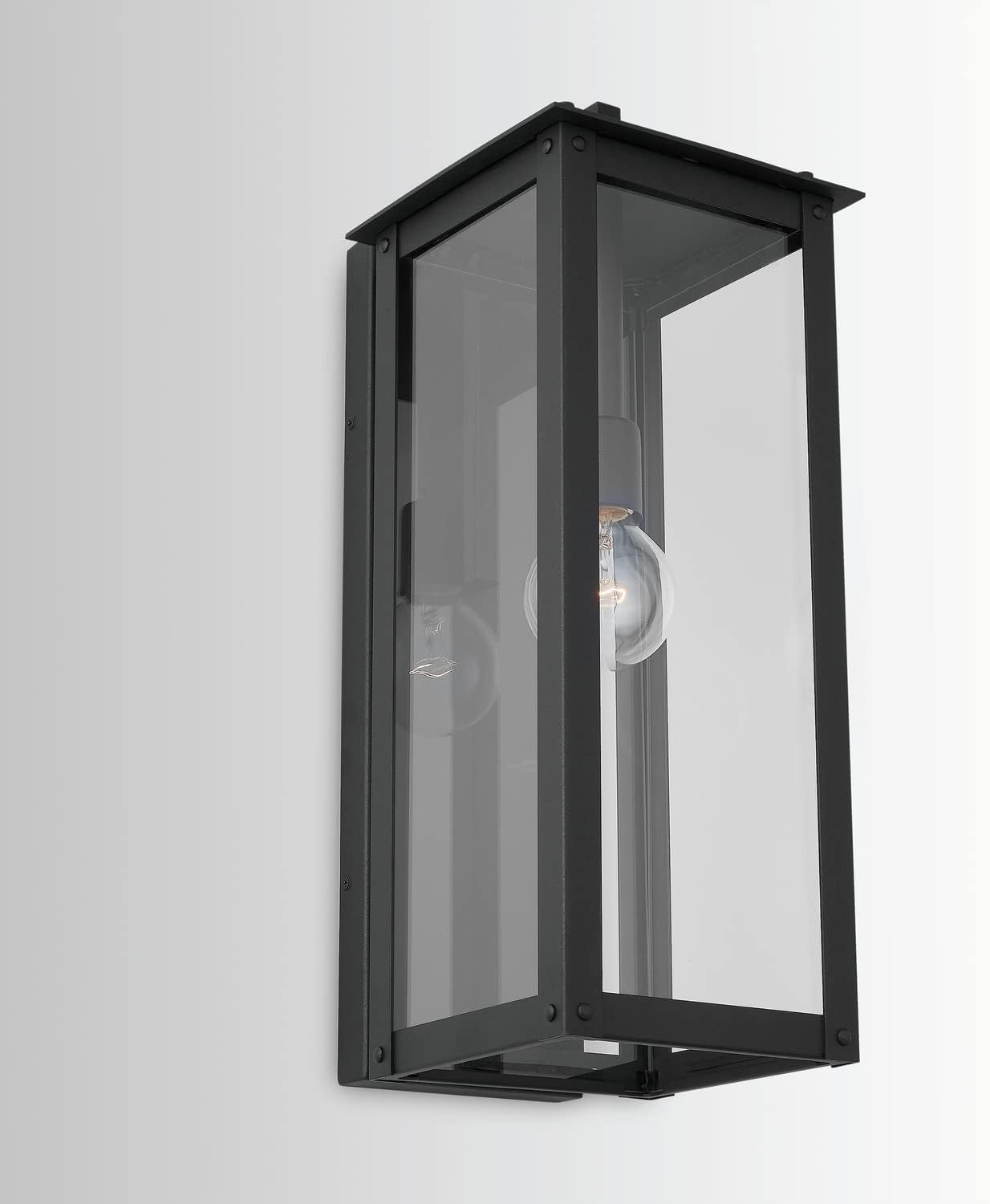 Capital Lighting 934612BK Hunt Urban/Industrial Clear Glass Rectangular Outdoor Wall Lantern, 1-Light 100 Watt, 21" H x 8" W, Black