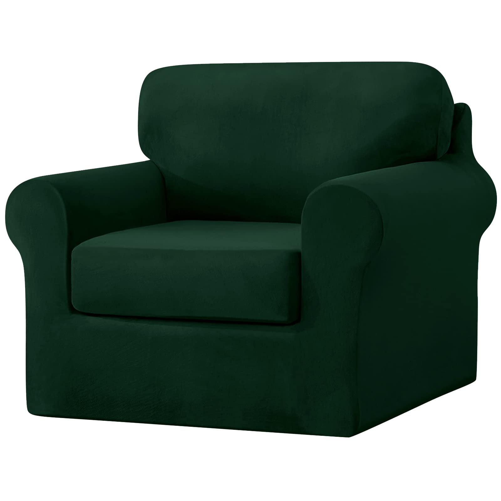 SYLC Sofa Cover with Separate Seat Cushions and Backrests Stretch Velvet Sofa Slipcover Couch Covers Furniture Protector Split Combined (Dark green,Large 1 Seat Set 3 PCS)