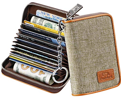 FurArt Credit Card Wallet, Zipper Card Cases Holder for Men Women, RFID Blocking