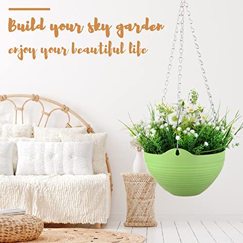 16 Pack Self Watering Hanging Planters 8 Inch Colorful Garden Flower Plant Pot Container With Drainer And Hanging Chain Round Hanging Pot Plant Hanging Basket For Indoor Outdoor Plants #TOP5