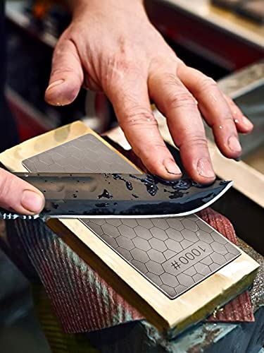 2Pcs Diamond Sharpening Stone, Kalolary Knife Sharpener Stone Whetstone Honeycomb Surface Diamond Sharpener Plate With Non-Slip Base For Pocket Knives Scissors, Outdoor Kitchen Tools (400/1000 Grit) #TOP5