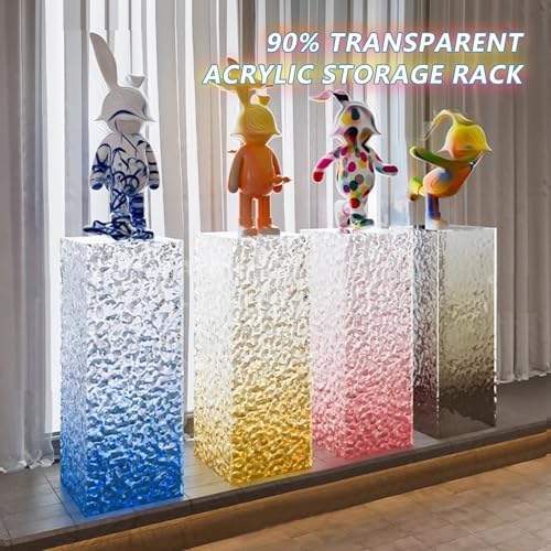 Colorful Gradient Acrylic Display Stands - Textured Risers for Retail & Exhibitions, Elevate Displays with Stylish Purple Cubes (40x40x30cm/16x16x12)