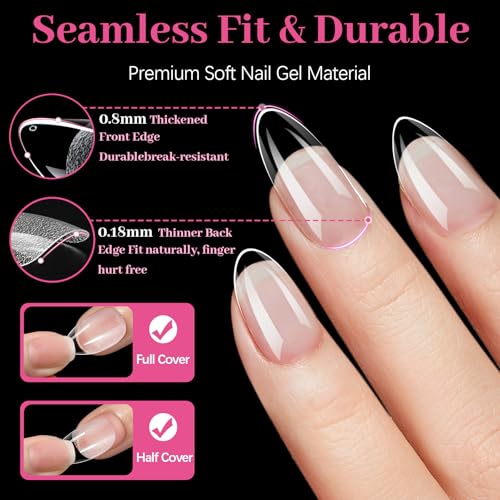Image of 450 Pcs Almond Nail Tips Extra Short Short Medium