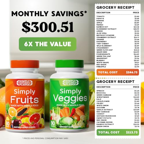 Simply Nature's Pledge - Packed with Over 40 Different Fruits & Vegetables - Made with Whole Food Superfoods - with High Beta Carotene – 100% Soy Free - 90 Count (Pack of 2) - Image 5