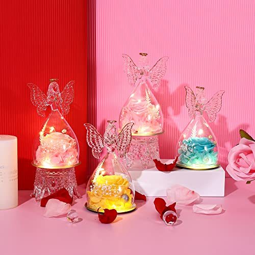 Ocosy Christmas Angel Rose Gift Real Rose With Led Light, Romantic Gift For Her, Preserved Real Flower Rose In Angel Figurines Rose For Valentine's Day Anniversary Christmas - Purple #TOP2