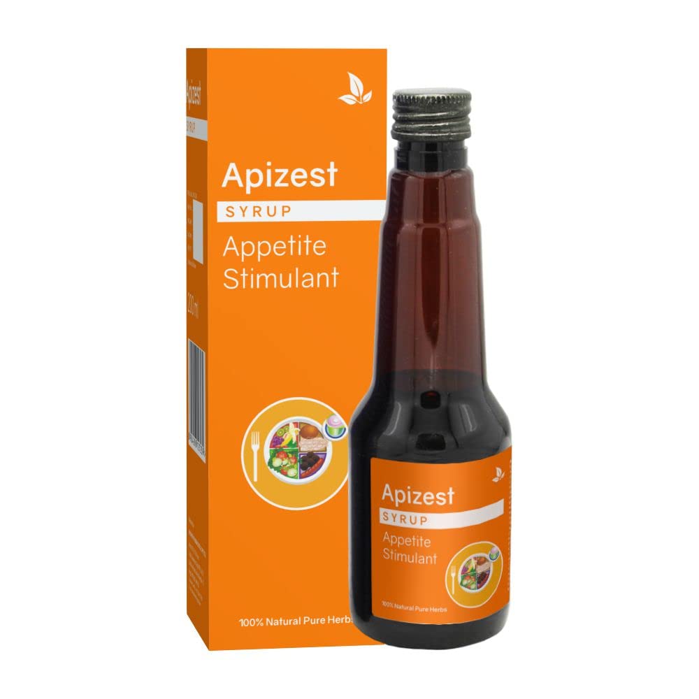 Apizest Syrup 225 ml|For boosting Healthy Appetite| Reduces Indigestion & Flatulence| Promotes weight gain (225 ml - Pack Of 1)