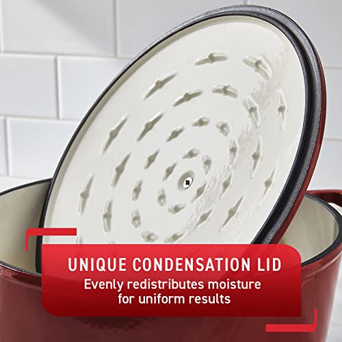 image for T-fal Cast Iron Enameled Dutch Oven 6 Quart Induction Oven Broiler Saf