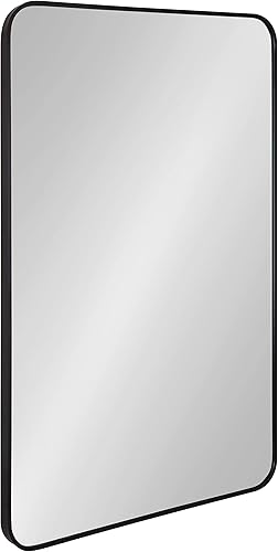 Kate and Laurel Zayda - Espejo rectangular redondeado de pared 24 x 36 pulgadas marrón nogal marco de metal espejo rectangular minimalista de disponible en Yaxa Costa Rica