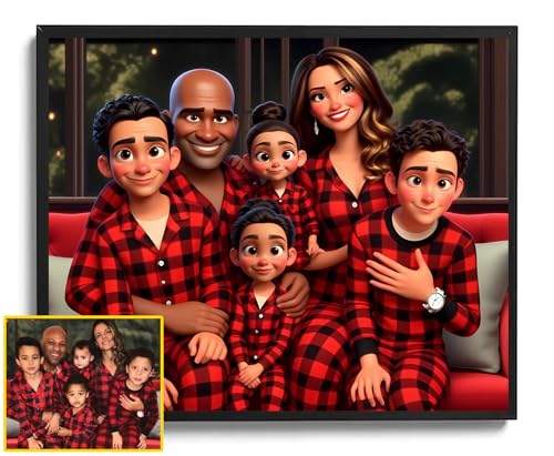 Custom Pix-art Cartoon Style Family Portrait Poster, Personalized Cartoon Family Art, Photo to Cartoon Print, Unique Wall Decor, Custom Illustration Portrait, Fun Caricature