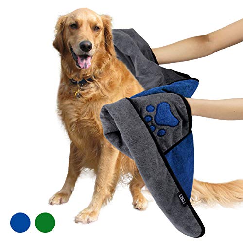 ETACCU Accappatoio per Cani Asciugamano per Animali Domestici ad Asciugatura Rapida in Morbida Microfibra - 70 x 100 cm, Accappatoio per Gatti, Confortevoli e Assorbenti Accessori per Bagno (Blu)