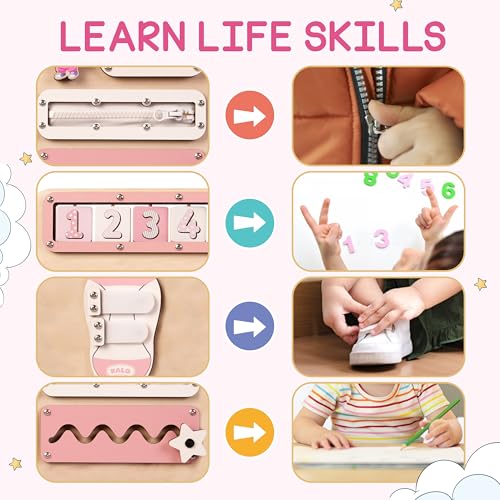 large busy board montessori toys for 1 2 3 year old - sensory toys for toddlers 1-3 - fine motor skills amp early learning - montessori gift for boys amp girls - travel-friendly amp safe