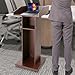 KUMOYOU Mobile Wooden Podium, Laptop Workstation Lectern with 4 Wheels, Hierarchical Presentation Stand for Classroom, Theatre, Church, Office (Brown)