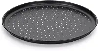 Forma Pizza Italiana 35 cm Furada Alumínio Fortaleza Preto