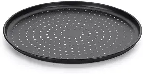 Forma Pizza Italiana 35 cm Furada Alumínio Fortaleza Preto