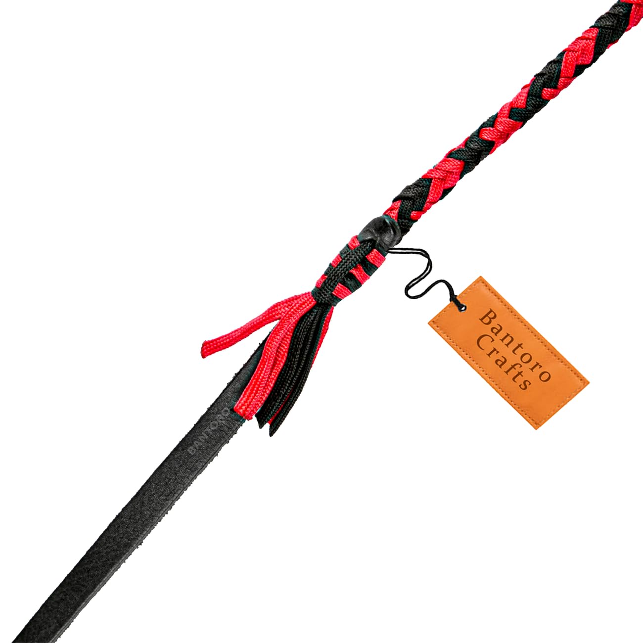 Bullwhip in Nylon/Paracord Intrecciato Rosso e Nero con 16 intrecci Belly Whip e Supporto Interno Frusta Hard-Cracking Indiana Jones