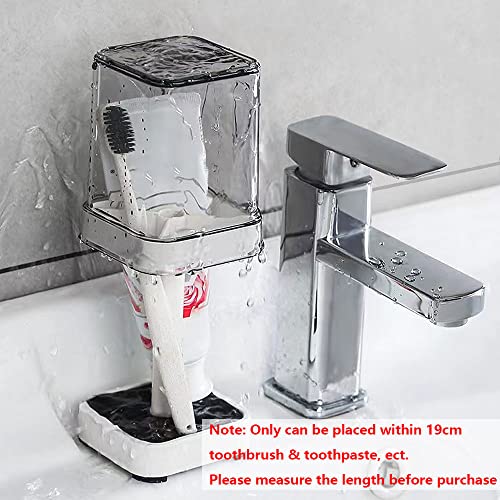 2 PCS Toothbrush Holder Stand with Cover/Cup, 4 Slots Toothbrush Holders for Bathrooms, Compatible with Toothpaste, Conventional Toothbrushes Storage, Razor Comb Multifunctional Storage - image 6