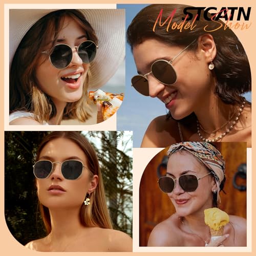 STGATN 2-Pack Ultralight Polarized Sunglasses for Women Men - Round & Hexagonal - UV Protection for Outdoors & Everyday Wear2