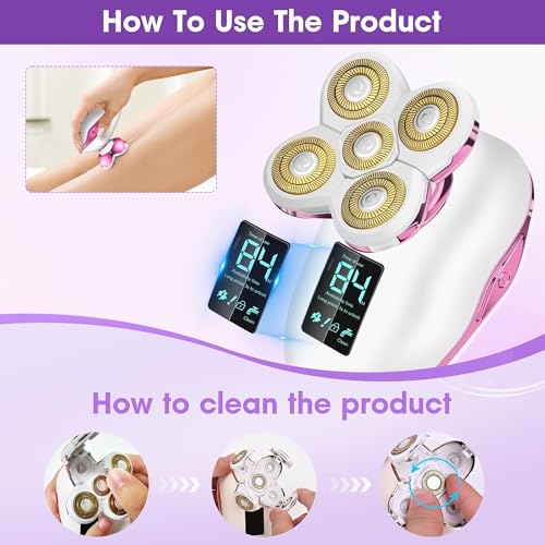 Image of Electric Razors for Women- Waterproof & Travel Lock for 5D Rotary Shaver