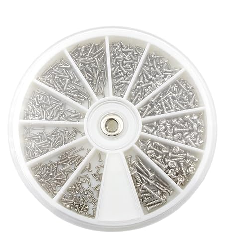 HVAZI 12 Kinds M1 M1.2 M1.4 M1.7 304 Stainless Steel Phillips Rounded Head Small Self Tapping Screws Assortment Kit