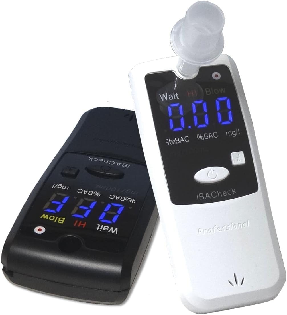 Breathalyzer with 10 Memories and LED Display, Visible at Night. Long Battery Life and Last 350 Test with Alkaline Batteries (White 178)