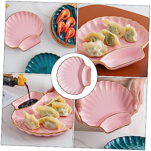 Plato dividido de cerámica para salsa y dumplings miniatura 6