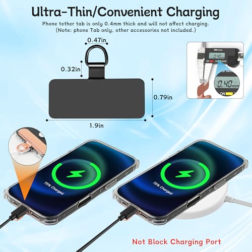 2Pcs Phone Tether Tab, Metal Sticky-Free Phone Lanyard Triangle-black+silver - 第 11/55 張圖片