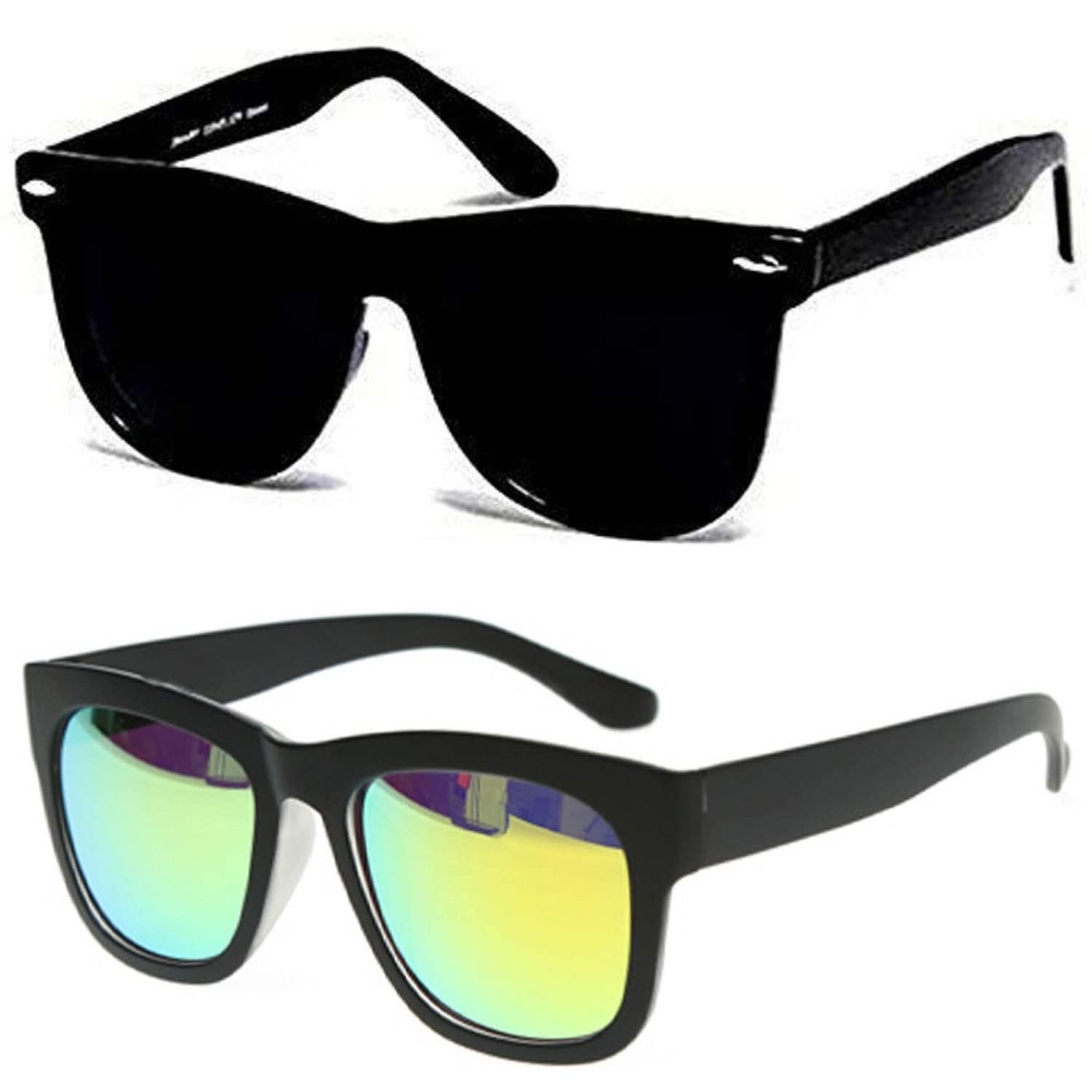 Unisex Combo Offer Pack Of Rectangular Sunglasses For Men And Women Uv Protected (Lens Black, Green || Frame Black || YNCH-448) - 2 Goggles-image-34